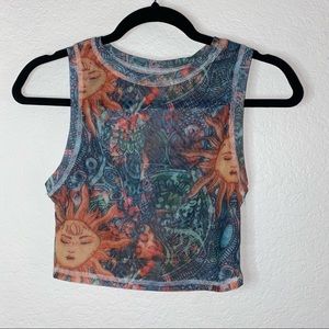 Graphic print Mesh graphic tank size XS; SHEIN